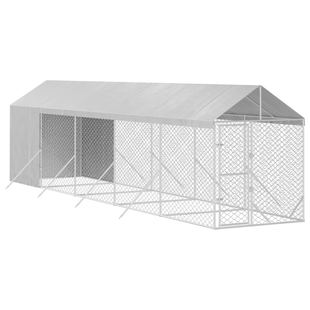 vidaXL Outdoor Dog Kennel with Roof Silver 2x10x2.5 m Galvanised Steel