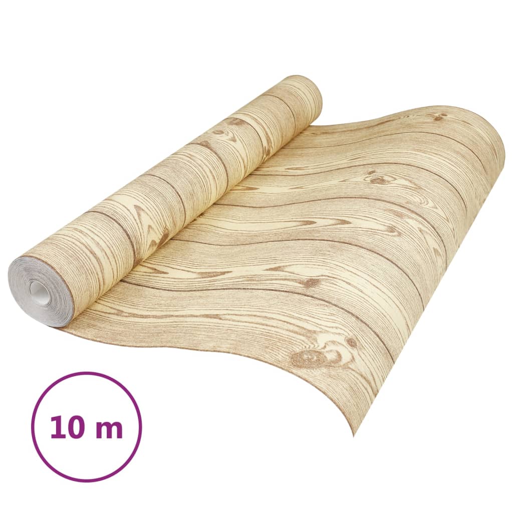 vidaXL Wallpaper 3D Wood Grain Brown 10x0.53 m Non-woven