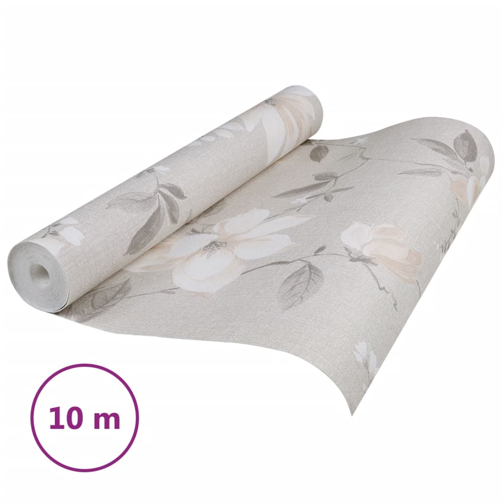 vidaXL Wallpaper 3D Flower Pattern Grey 10x0.53 m Non-woven