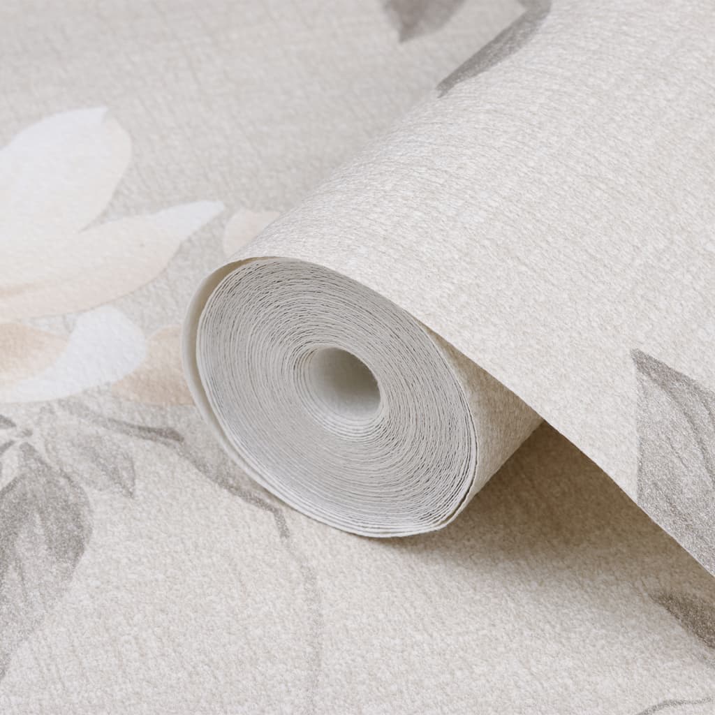 vidaXL Wallpaper 3D Flower Pattern Grey 10x0.53 m Non-woven