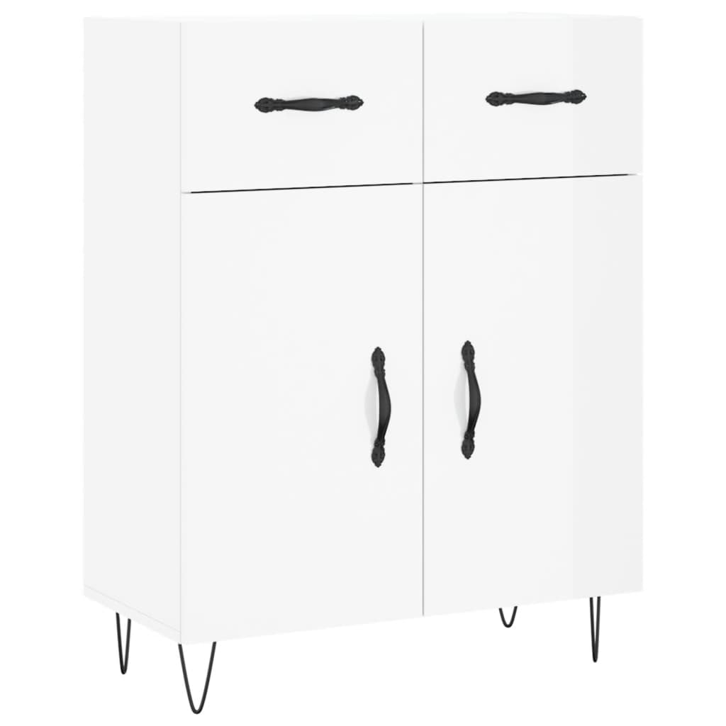 Sideboard High Gloss White 69.5x34x90 cm Engineered Wood