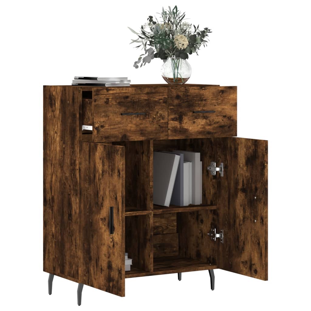Sideboard Smoked Oak 69.5x34x90 cm Engineered Wood