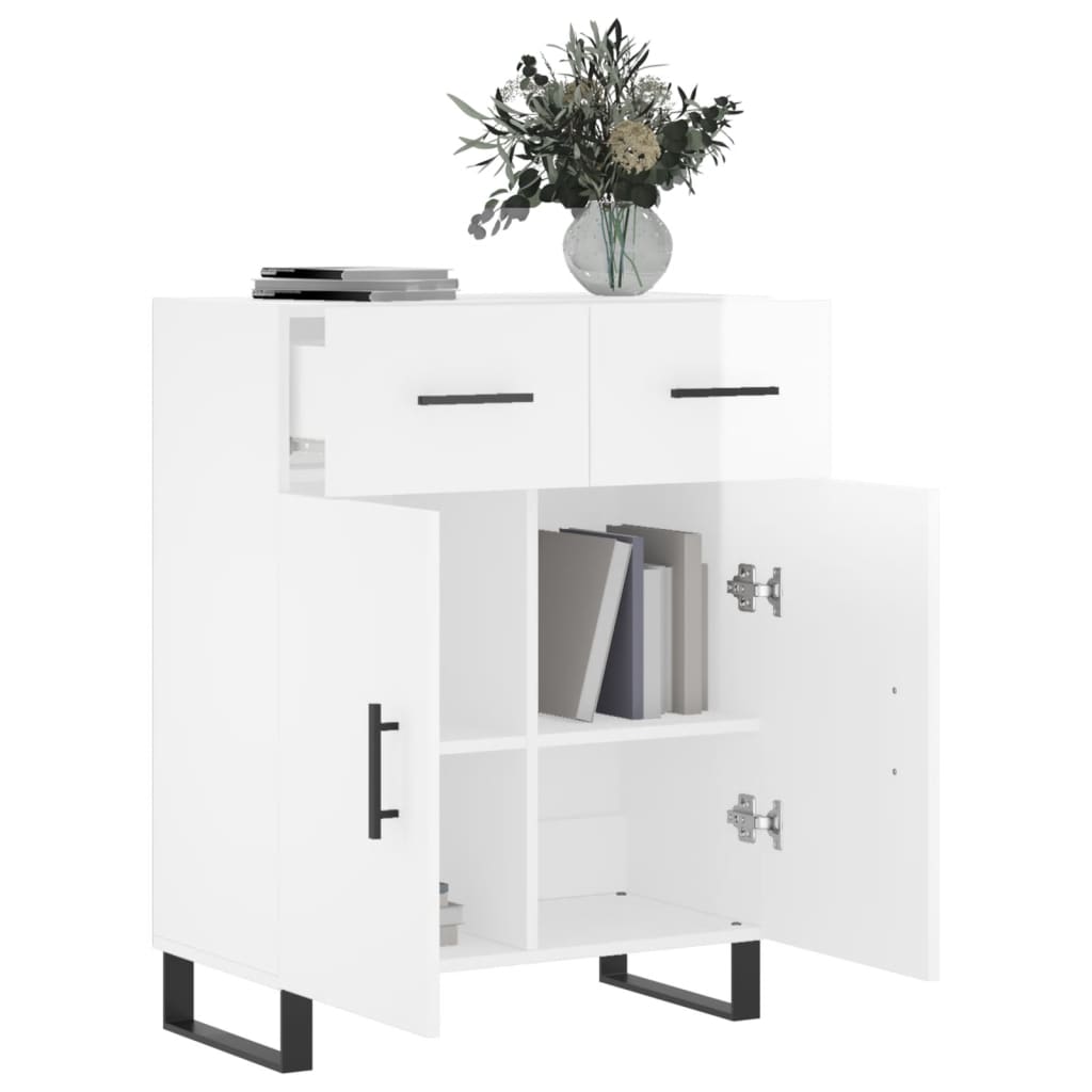 Sideboard High Gloss White 69.5x34x90 cm Engineered Wood