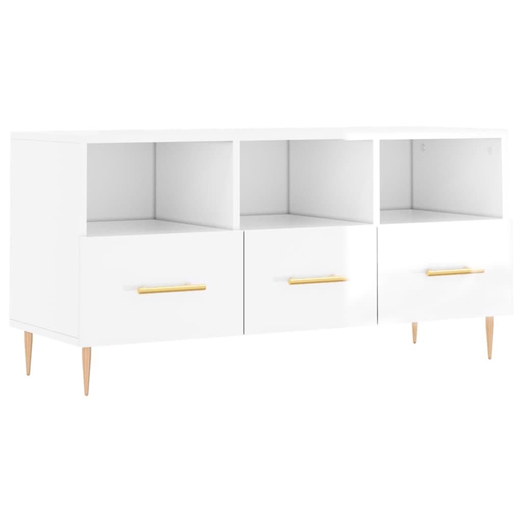 TV Cabinet High Gloss White 102x36x50 cm Engineered Wood