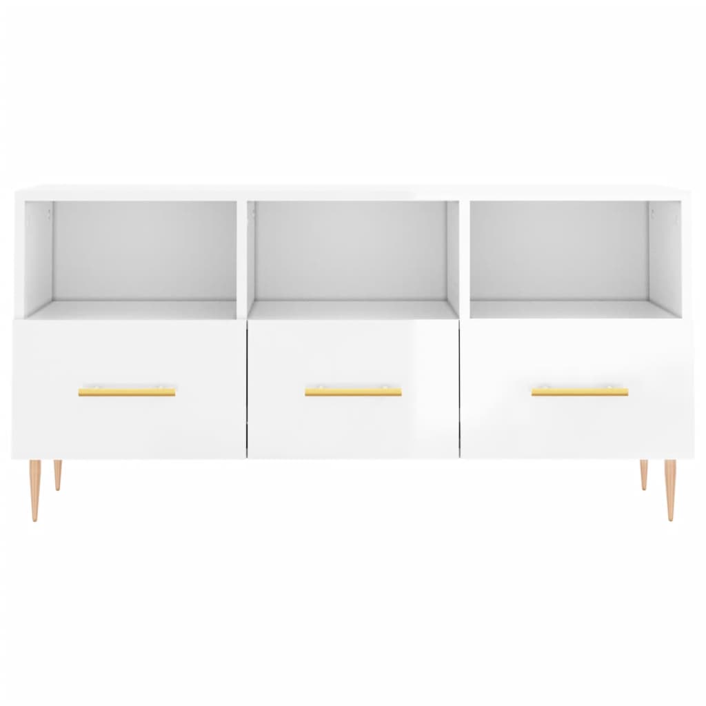 TV Cabinet High Gloss White 102x36x50 cm Engineered Wood