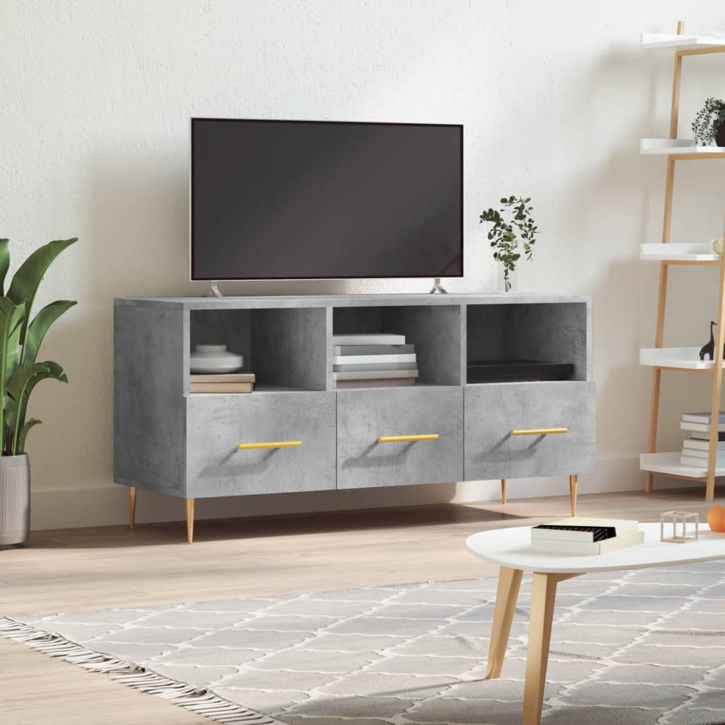 vidaXL TV Cabinet Concrete Grey 102x36x50 cm Engineered Wood