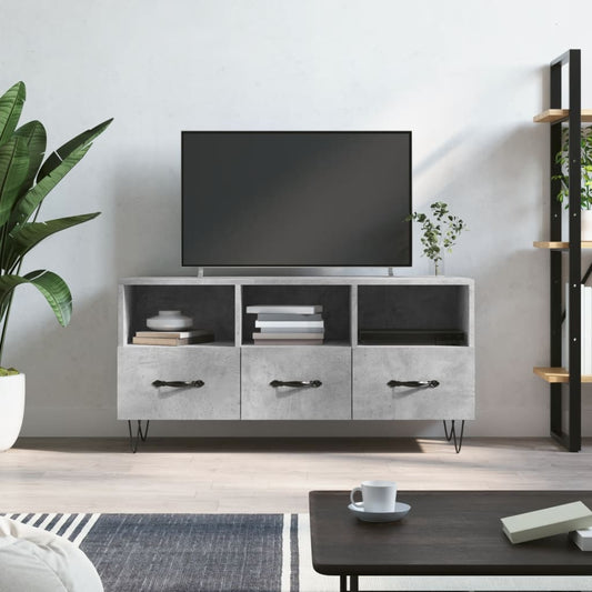 vidaXL TV Cabinet Concrete Grey 102x36x50 cm Engineered Wood