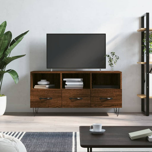 vidaXL TV Cabinet Brown Oak 102x36x50 cm Engineered Wood