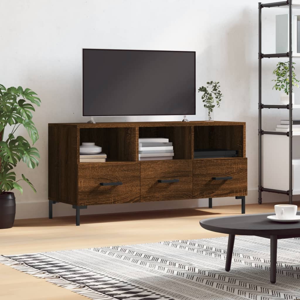 vidaXL TV Cabinet Brown Oak 102x36x50 cm Engineered Wood