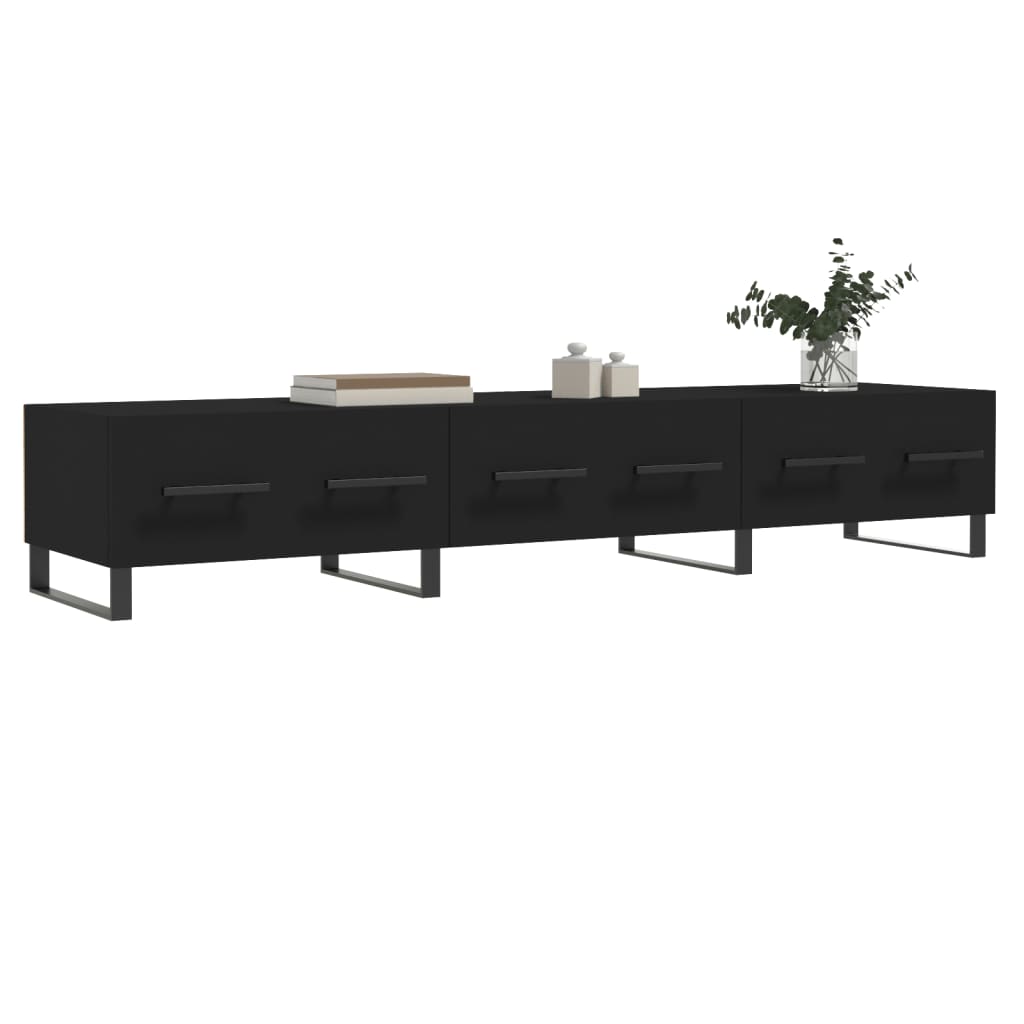 vidaXL TV Cabinet Black 150x36x30 cm Engineered Wood