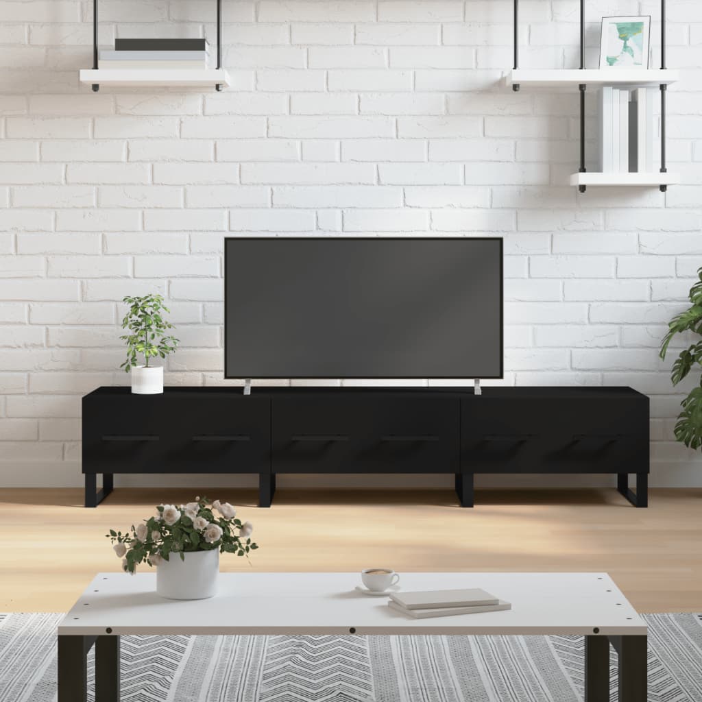 vidaXL TV Cabinet Black 150x36x30 cm Engineered Wood