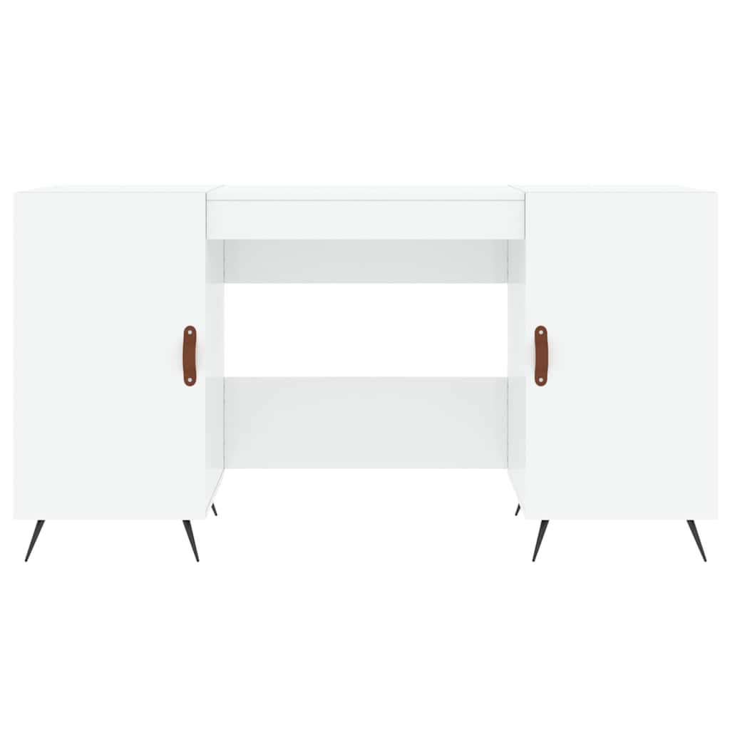 Desk High Gloss White 140x50x75 cm Engineered Wood