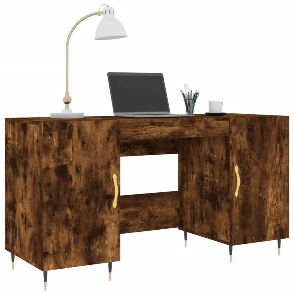 vidaXL Desk Smoked Oak 140x50x75 cm Engineered Wood