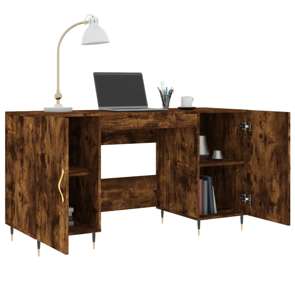 vidaXL Desk Smoked Oak 140x50x75 cm Engineered Wood