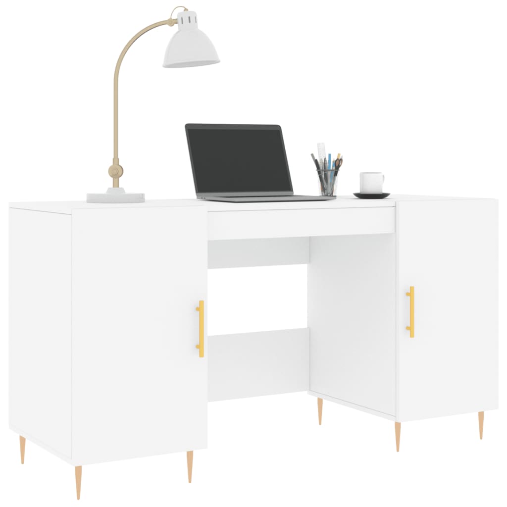 Desk White 140x50x75 cm Engineered Wood