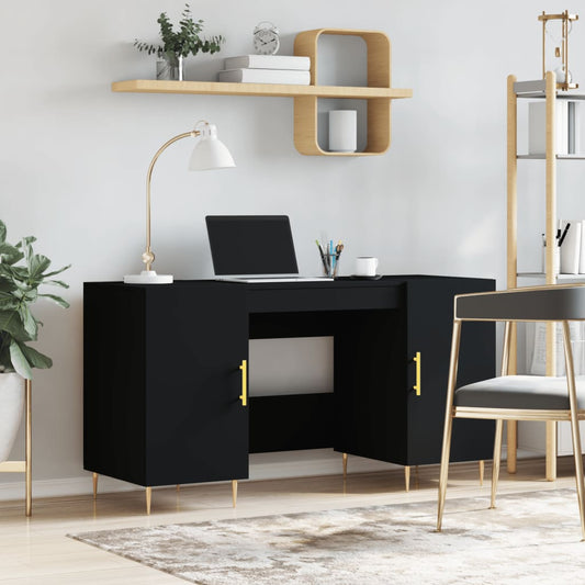 vidaXL Desk Black 140x50x75 cm Engineered Wood