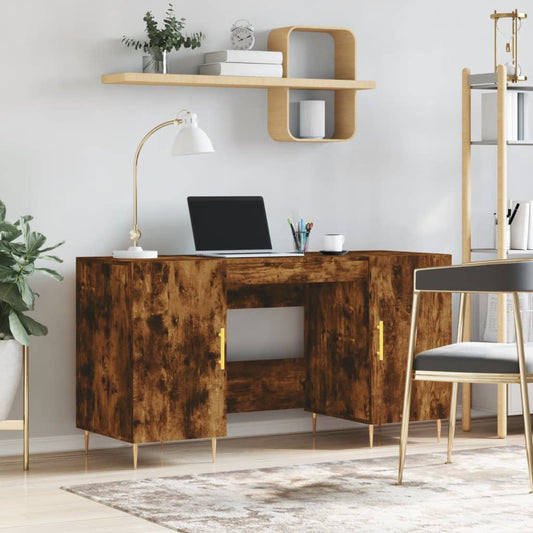 Desk Smoked Oak 140x50x75 cm Engineered Wood
