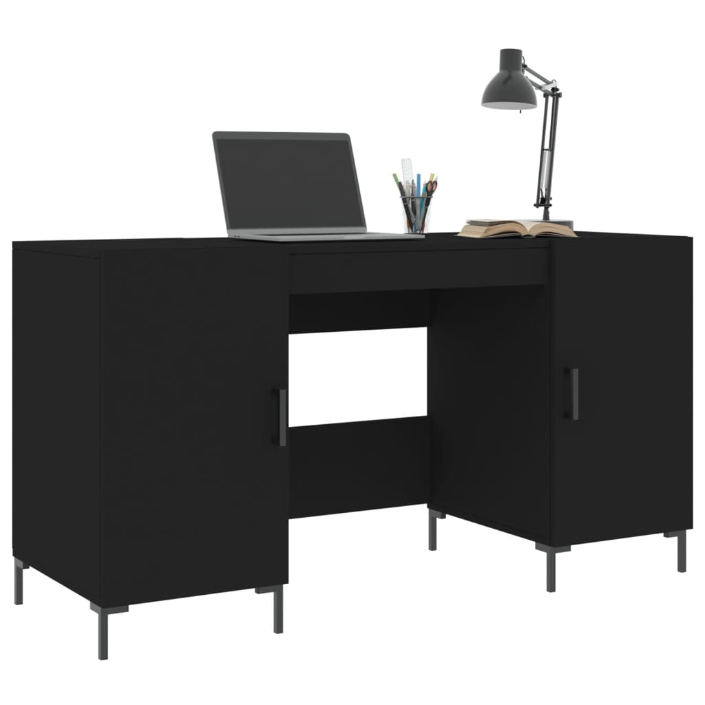 vidaXL Desk Black 140x50x75 cm Engineered Wood