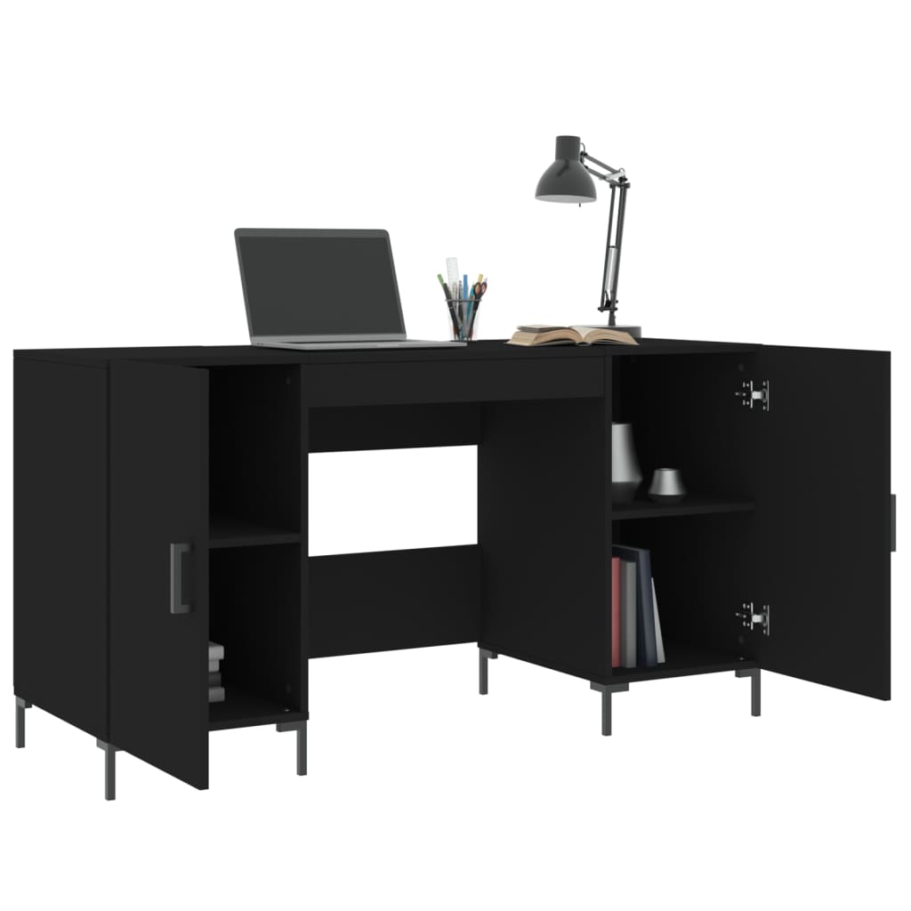 vidaXL Desk Black 140x50x75 cm Engineered Wood