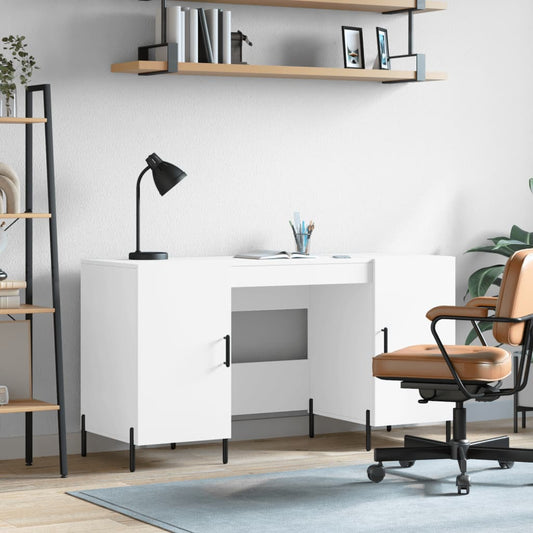 vidaXL Desk White 140x50x75 cm Engineered Wood