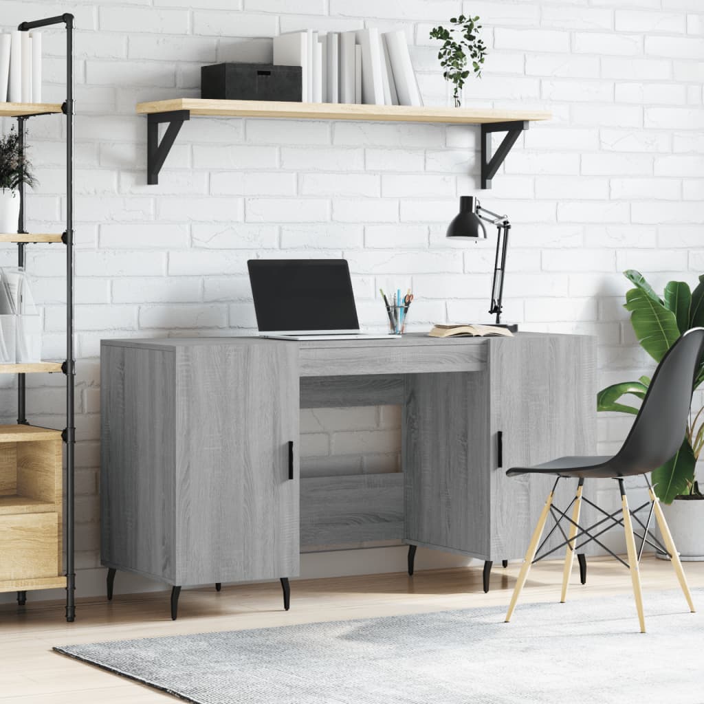 vidaXL Desk Grey Sonoma 140x50x75 cm Engineered Wood