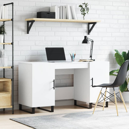 vidaXL Desk White 140x50x75 cm Engineered Wood