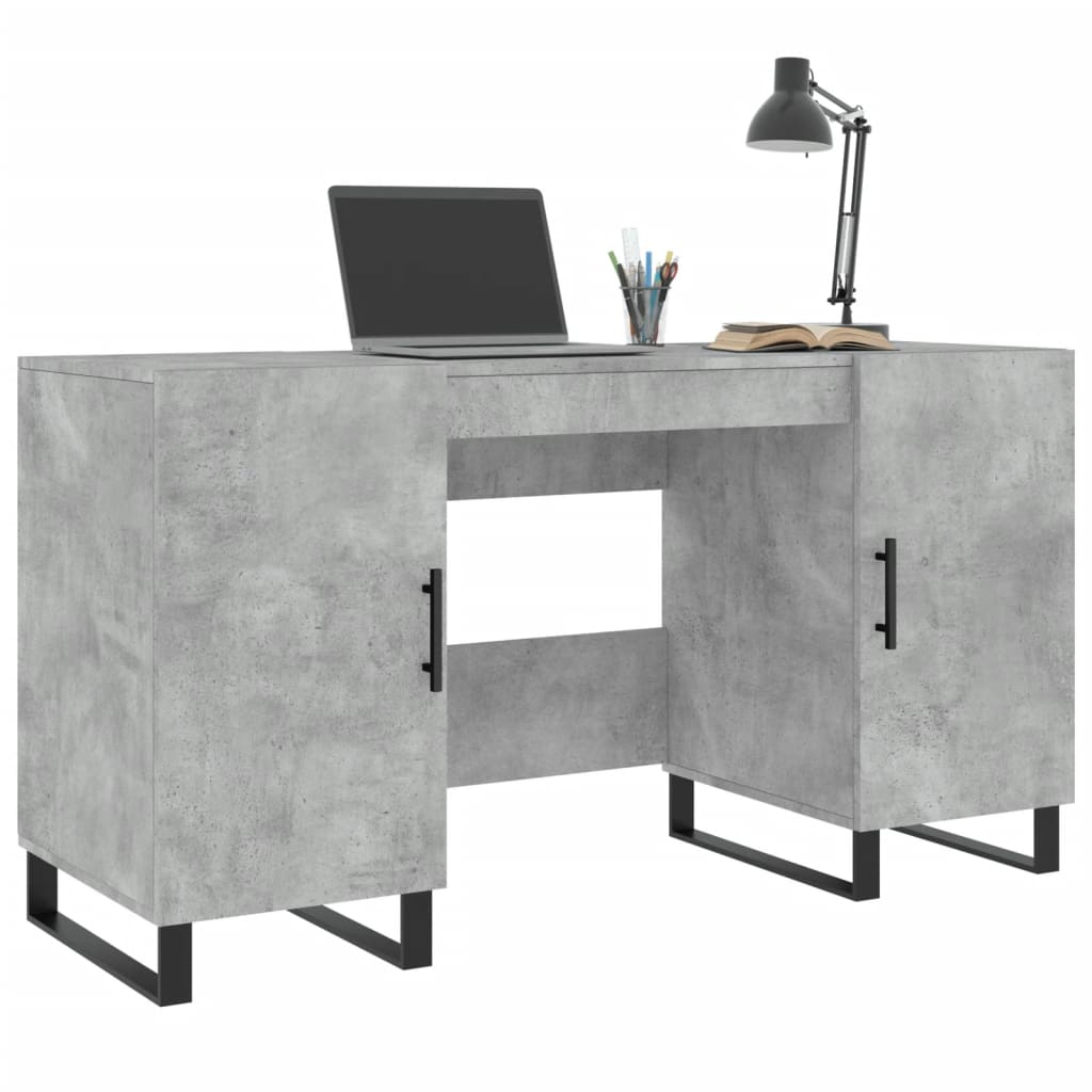Desk Concrete Grey 140x50x75 cm Engineered Wood