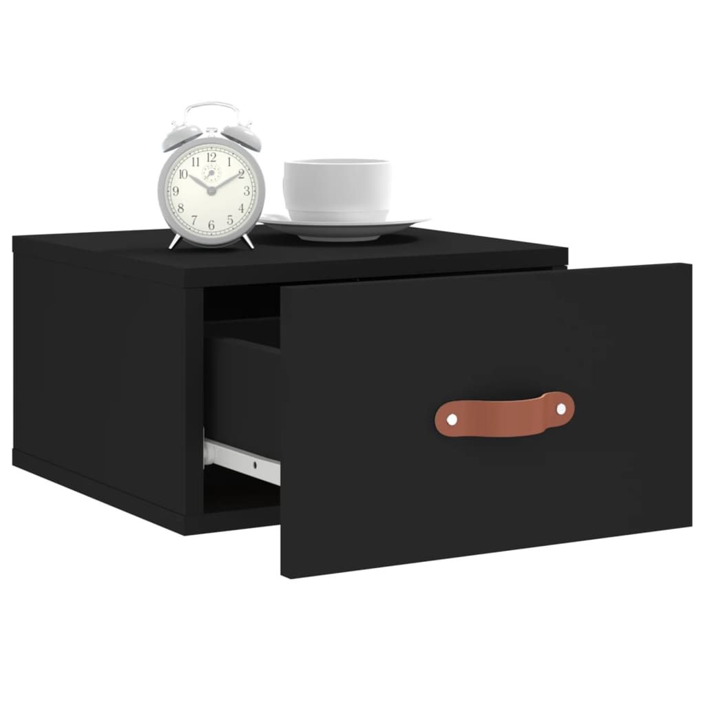 vidaXL Wall-mounted Bedside Cabinets 2 pcs Black 35x35x20 cm