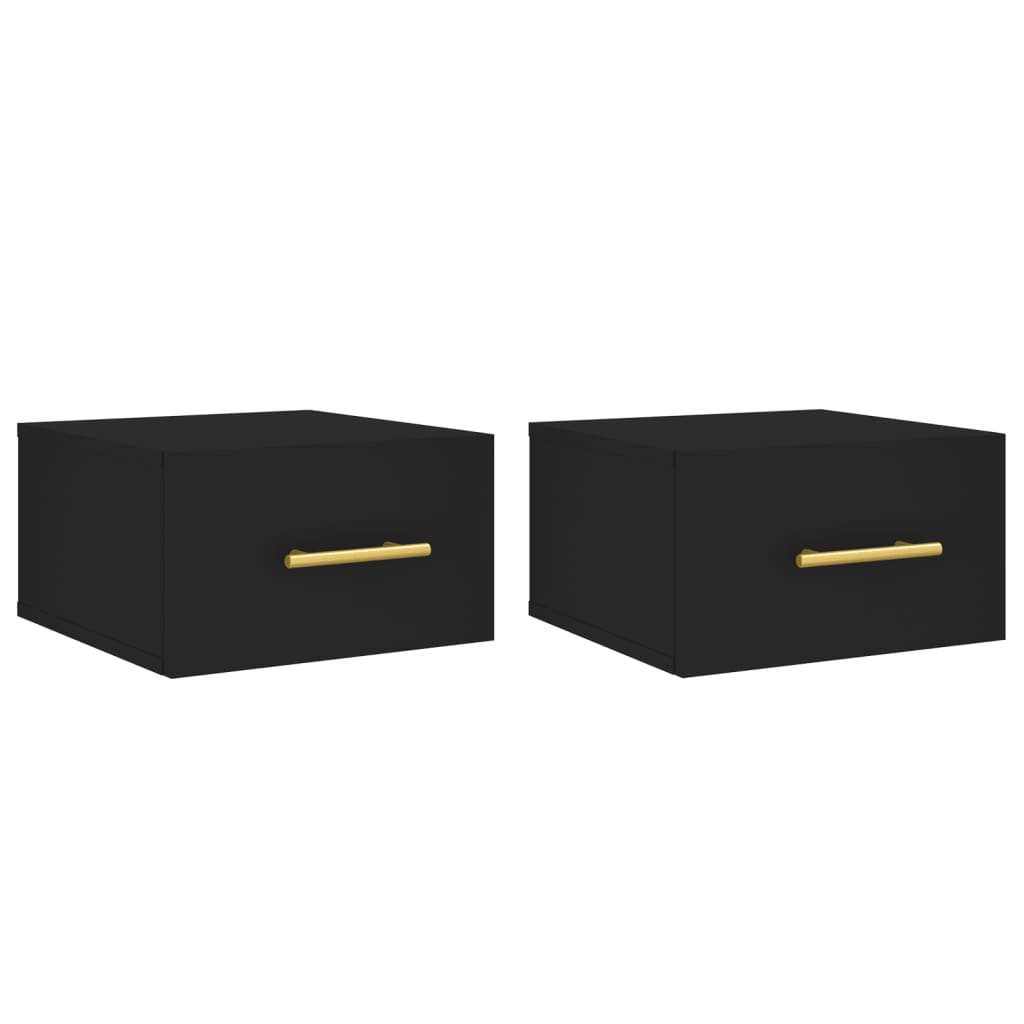 vidaXL Wall-mounted Bedside Cabinets 2 pcs Black 35x35x20 cm