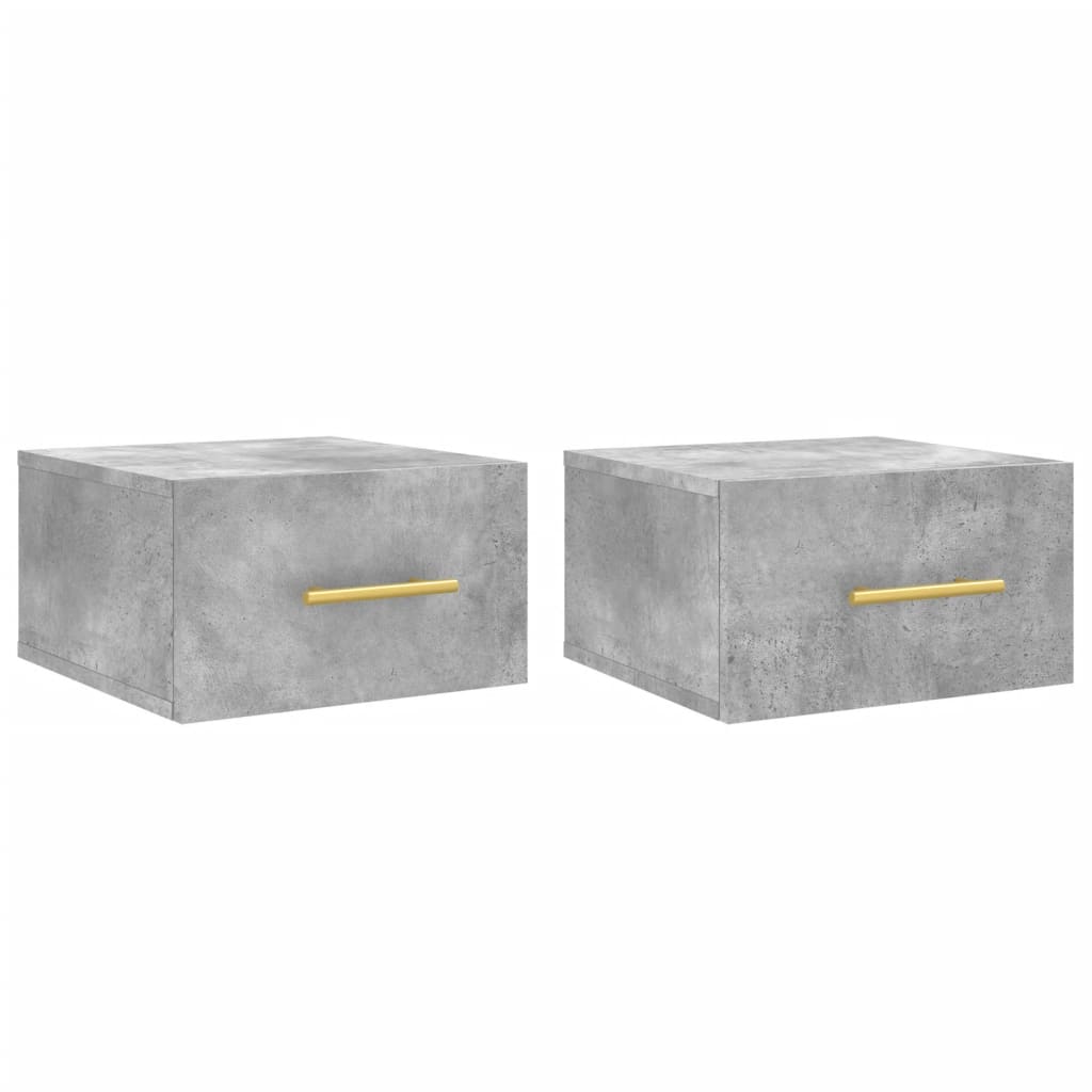 Wall-mounted Bedside Cabinet | Set of 2 | Concrete grey | Engineered wood