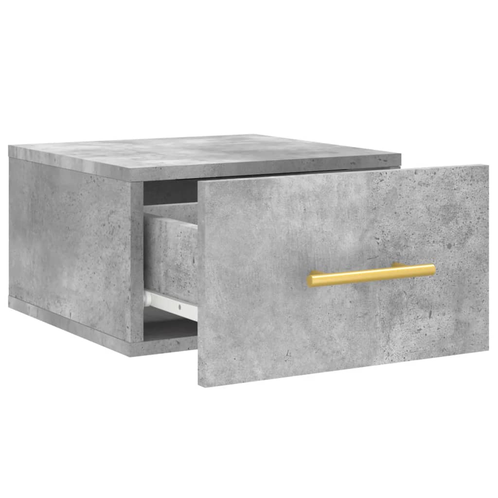 Wall-mounted Bedside Cabinet | Set of 2 | Concrete grey | Engineered wood