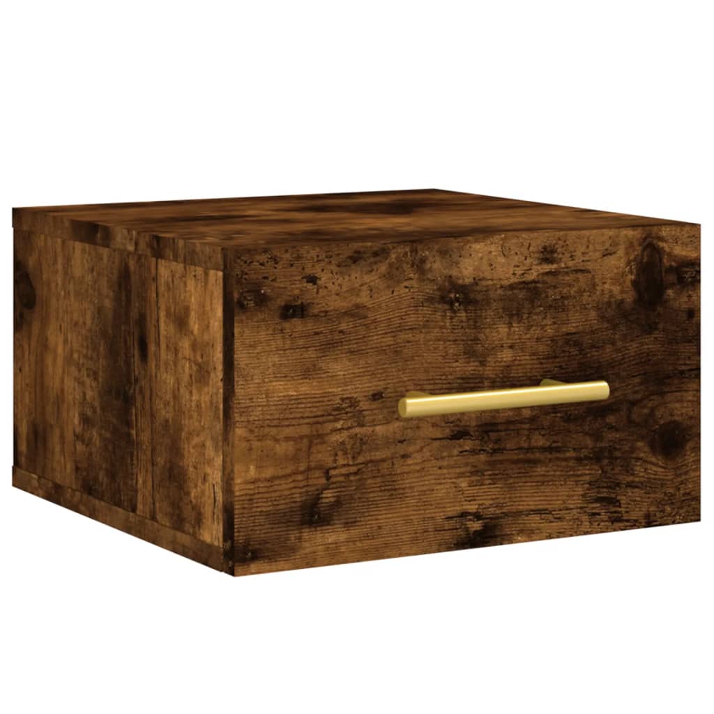 Wall-mounted Bedside Cabinet | Set of 2 | Smoked oak | Engineered wood