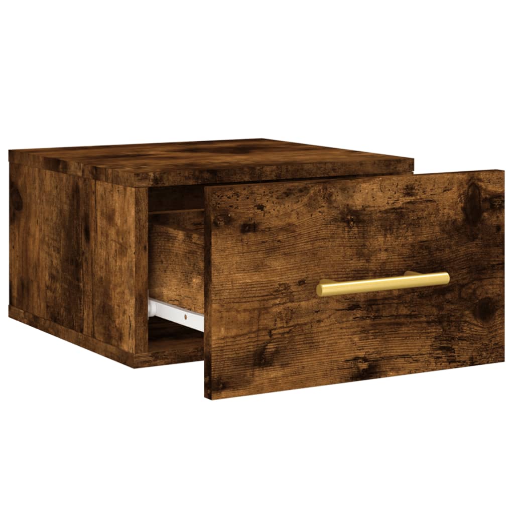 Wall-mounted Bedside Cabinet | Set of 2 | Smoked oak | Engineered wood