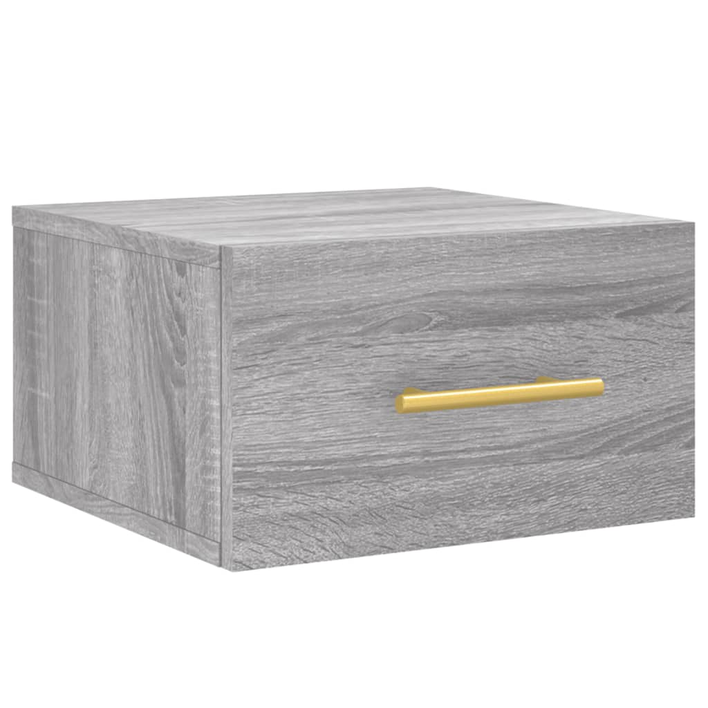 Wall-mounted Bedside Cabinet | Set of 2 | Grey sonoma | Engineered wood