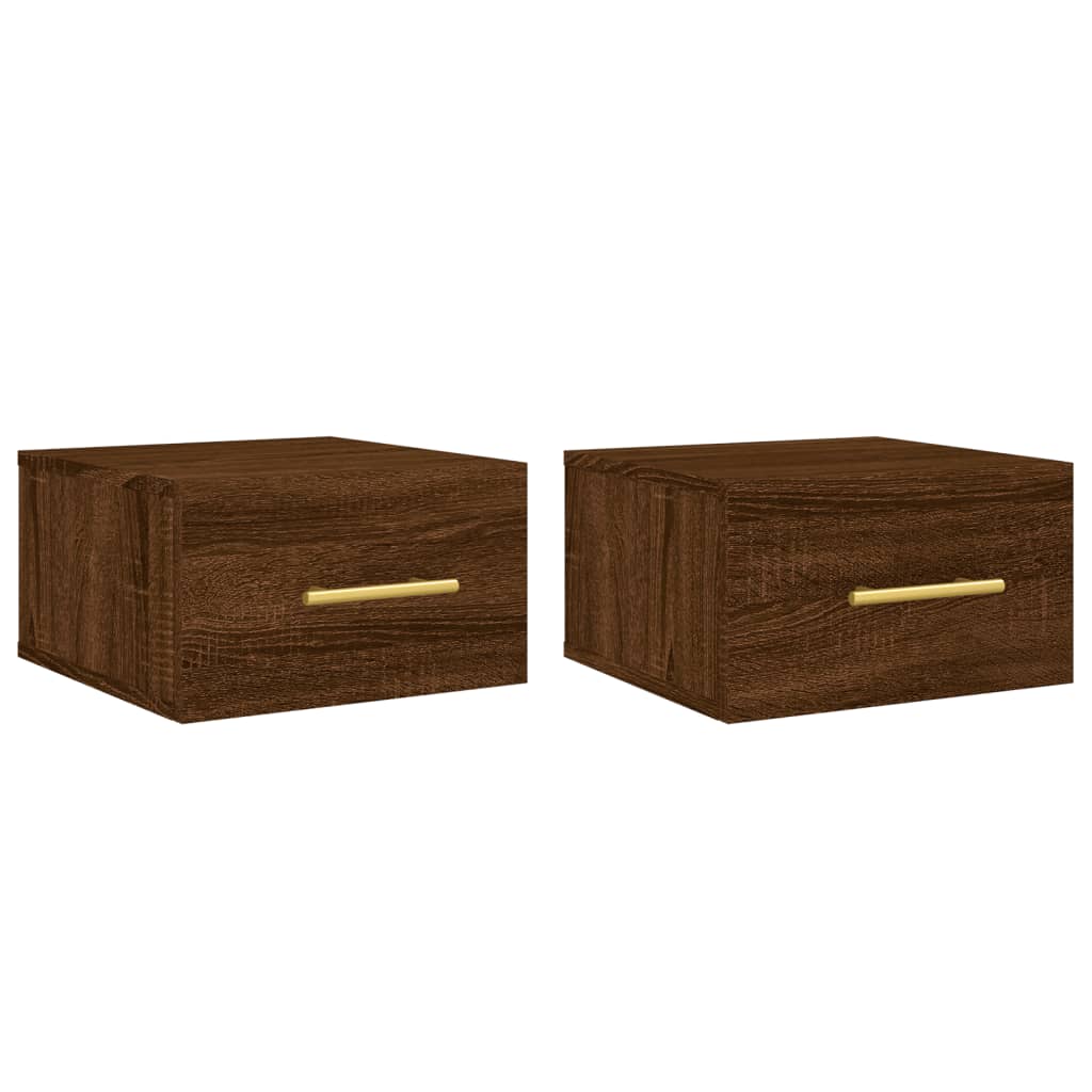 vidaXL Wall-mounted Bedside Cabinets 2 pcs Brown Oak 35x35x20 cm