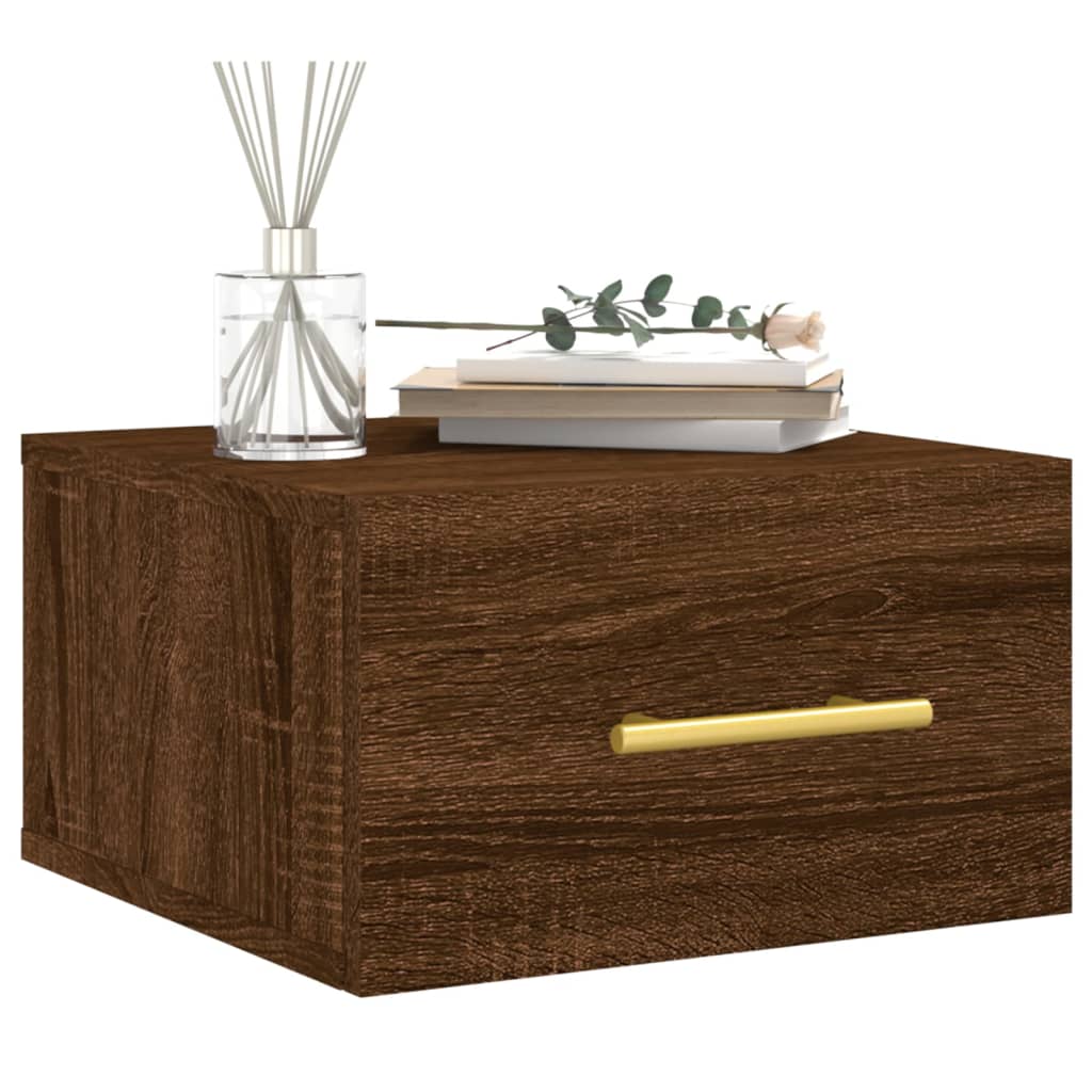 vidaXL Wall-mounted Bedside Cabinets 2 pcs Brown Oak 35x35x20 cm