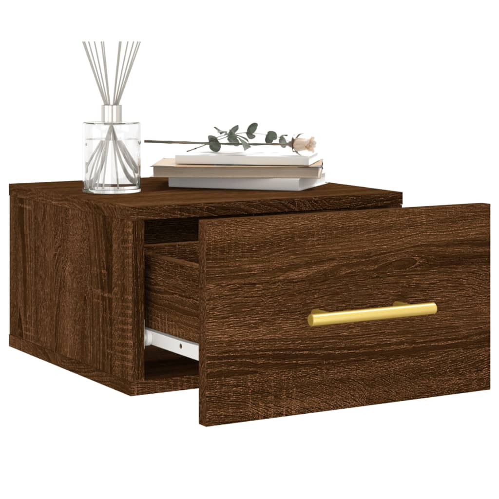 vidaXL Wall-mounted Bedside Cabinets 2 pcs Brown Oak 35x35x20 cm