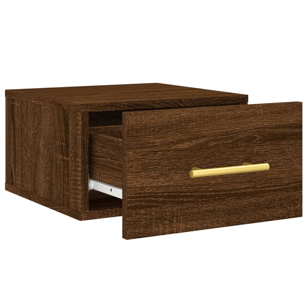 vidaXL Wall-mounted Bedside Cabinets 2 pcs Brown Oak 35x35x20 cm