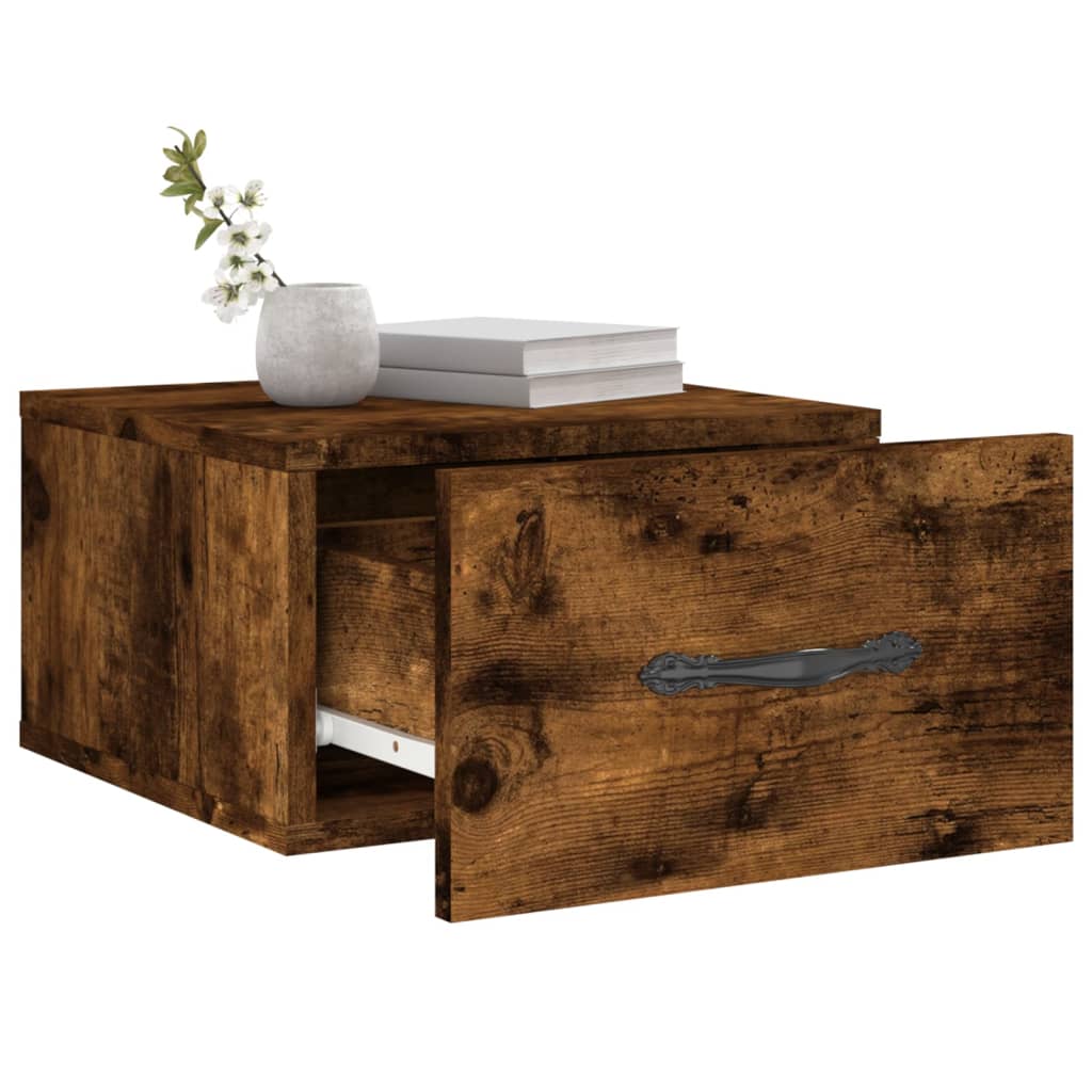 Wall-mounted Bedside Cabinet Smoked Oak 35x35x20 cm