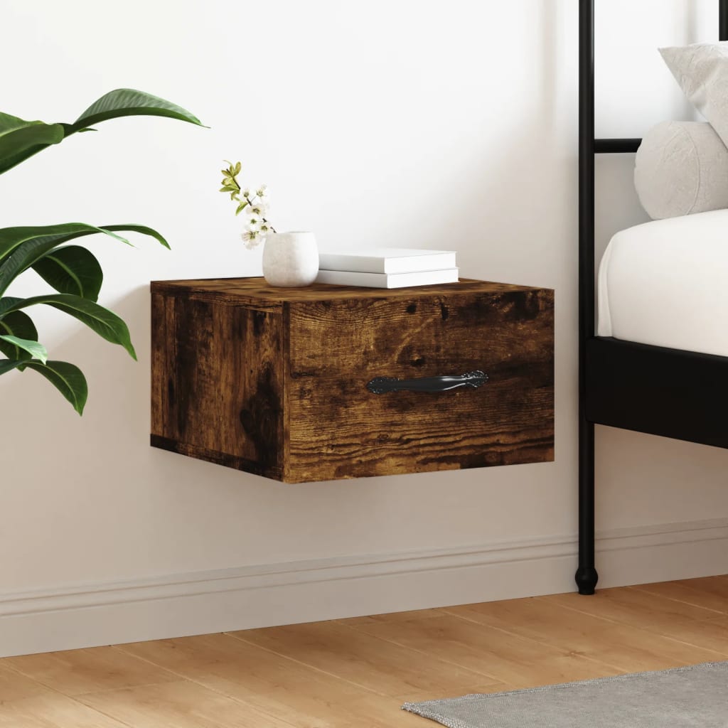 Wall-mounted Bedside Cabinet Smoked Oak 35x35x20 cm