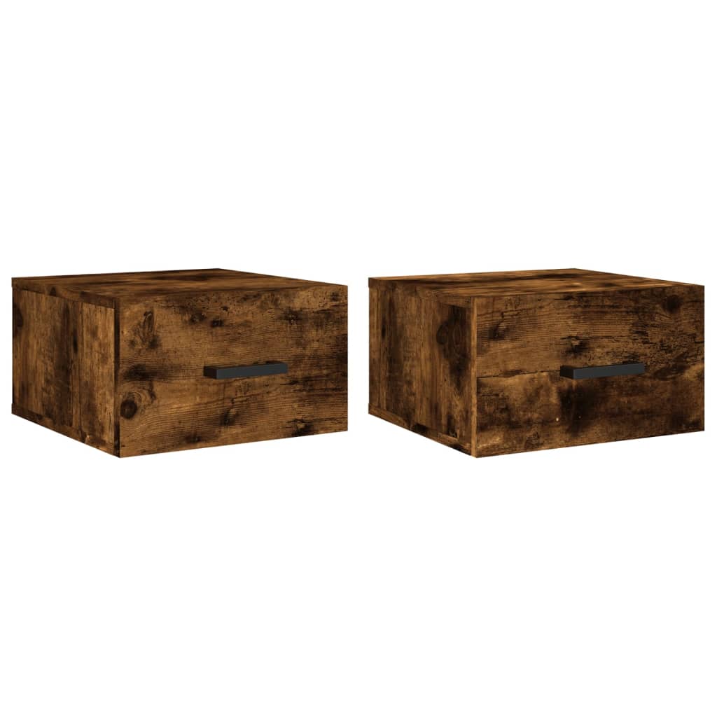 vidaXL Wall-mounted Bedside Cabinets 2 pcs Smoked Oak 35x35x20 cm