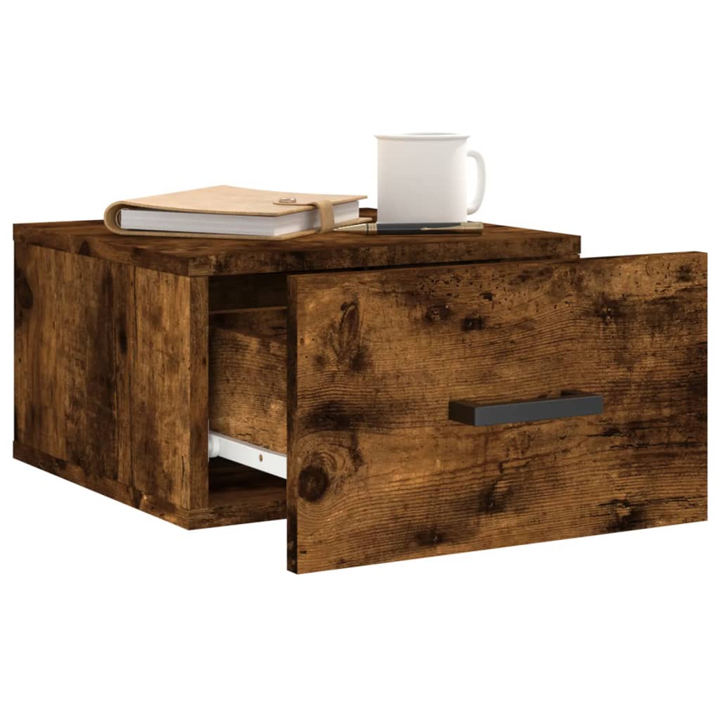 vidaXL Wall-mounted Bedside Cabinets 2 pcs Smoked Oak 35x35x20 cm