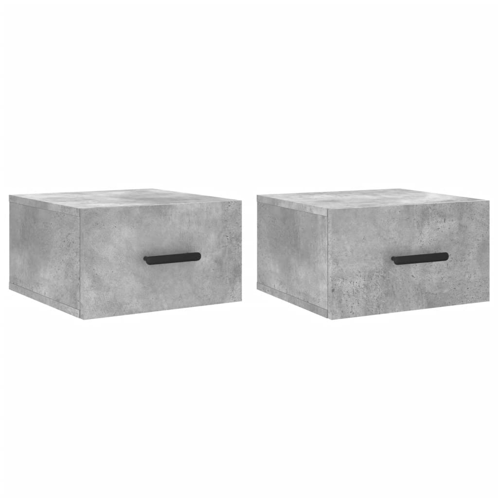 Wall-mounted Bedside Cabinet | Set of 2 | Concrete grey | Engineered wood