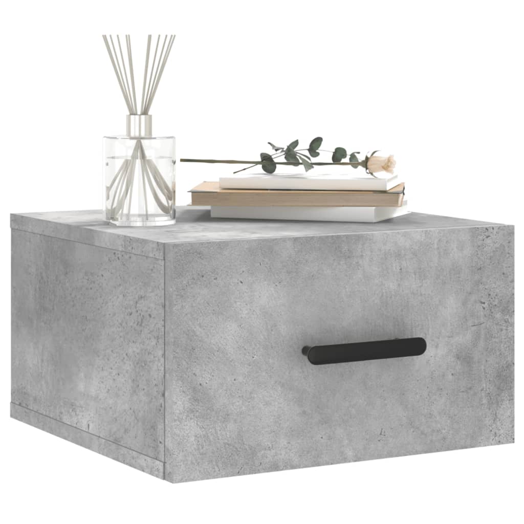 Wall-mounted Bedside Cabinet | Set of 2 | Concrete grey | Engineered wood
