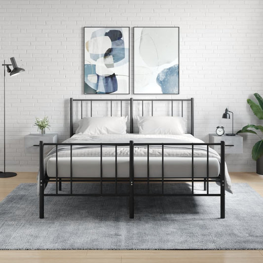 Wall-mounted Bedside Cabinet | Set of 2 | Concrete grey | Engineered wood