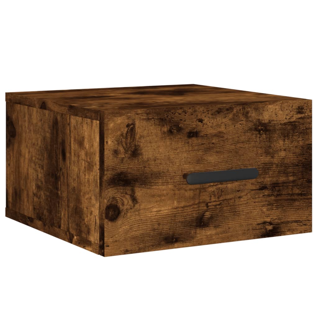 Wall-mounted Bedside Cabinet | Set of 2 | Smoked oak | Engineered wood