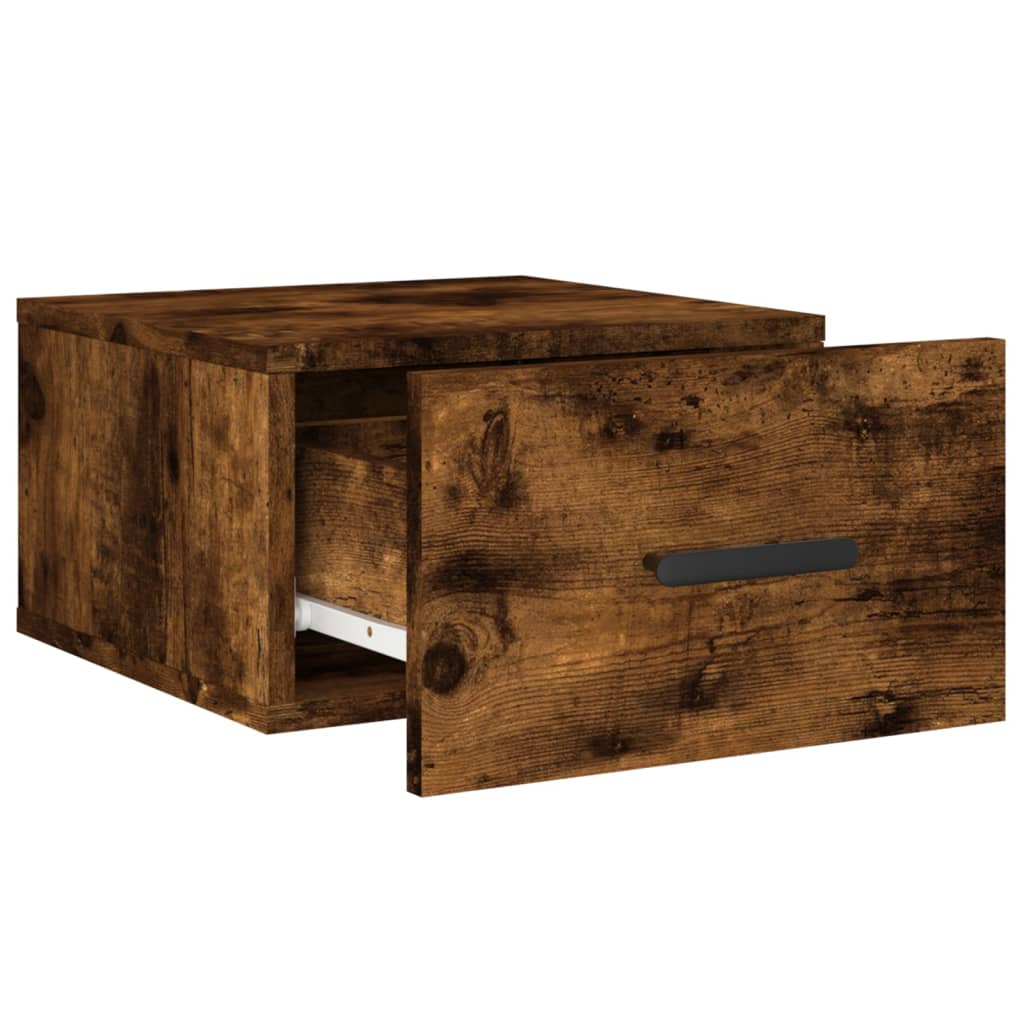 Wall-mounted Bedside Cabinet | Set of 2 | Smoked oak | Engineered wood