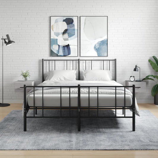 Wall-mounted Bedside Cabinet | Set of 2 | Grey sonoma | Engineered wood
