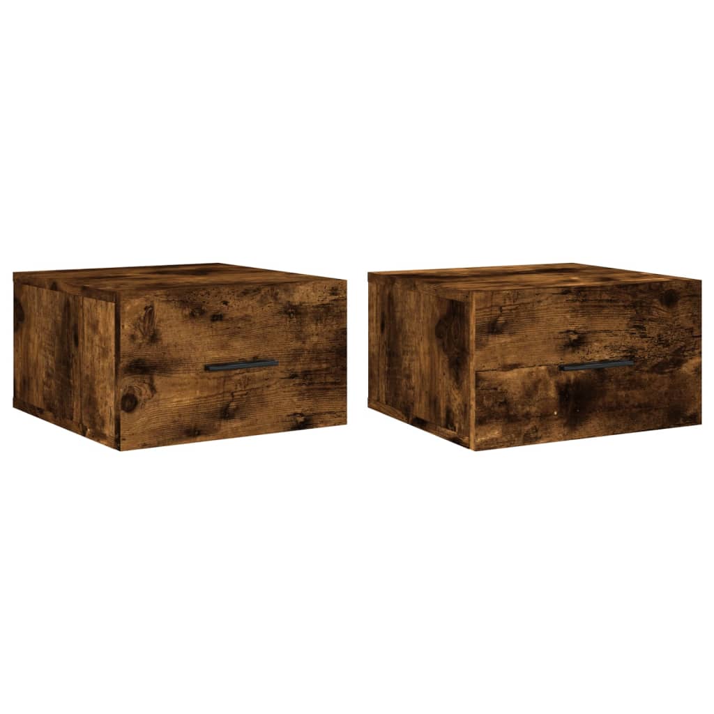 vidaXL Wall-mounted Bedside Cabinets 2 pcs Smoked Oak 35x35x20 cm