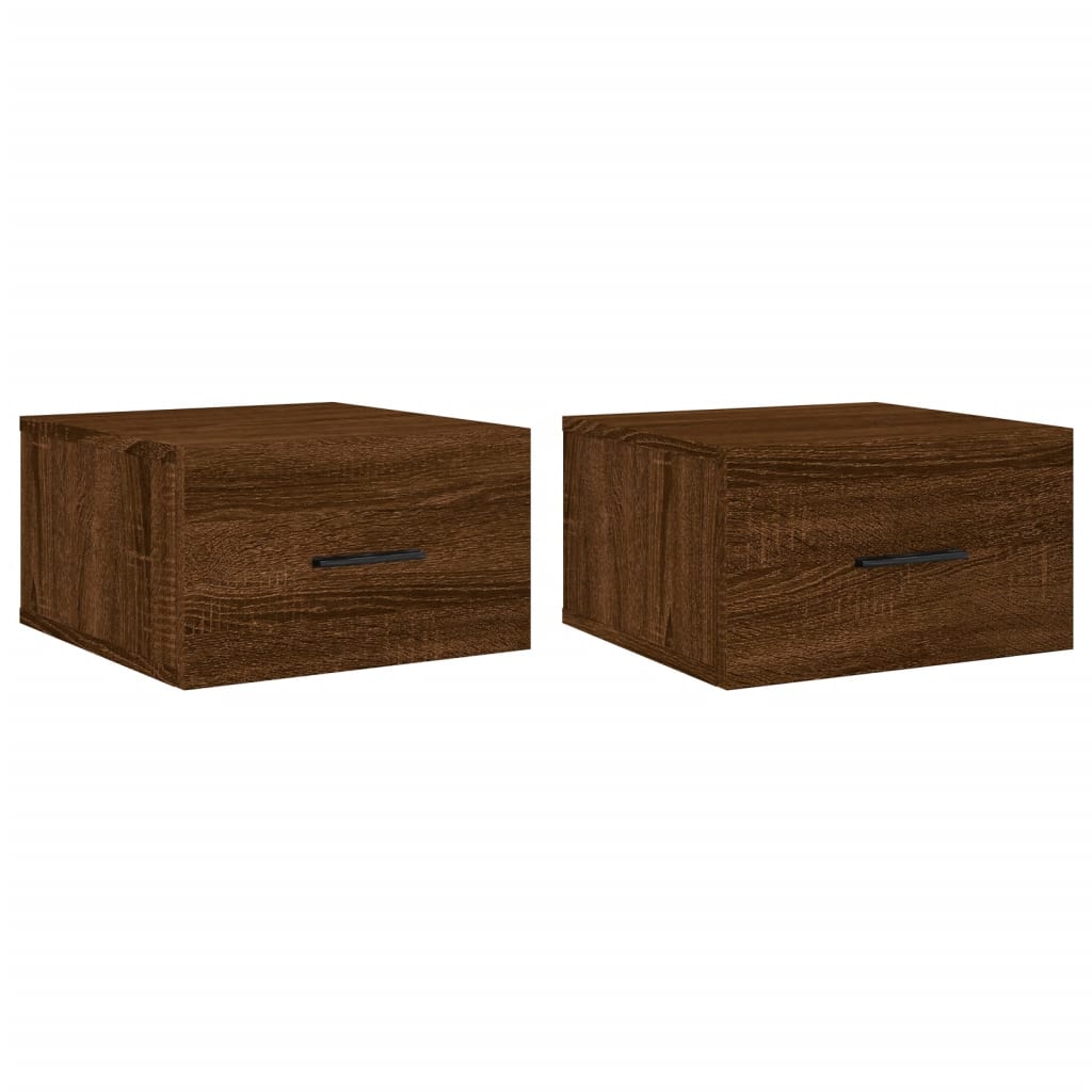 vidaXL Wall-mounted Bedside Cabinets 2 pcs Brown Oak 35x35x20 cm